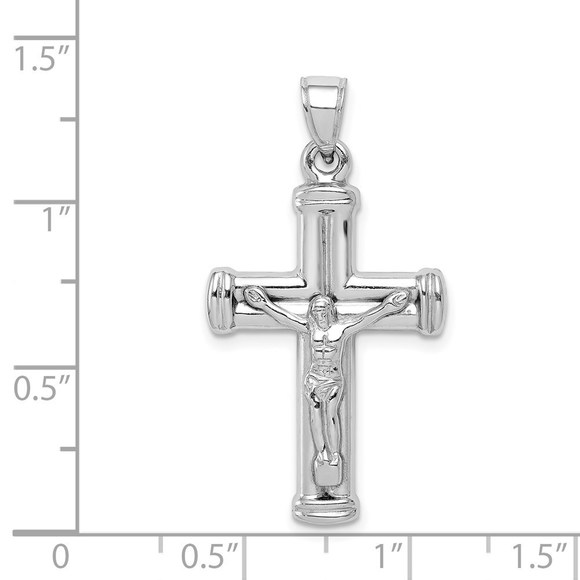 Million Charms 925 Sterling Silver Rhodium-plated Hollow Latin Crucifix Pendant - Picture 4 of 4